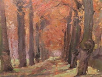 Boszicht, olie, gesigneerd - afbeelding 2 van  3