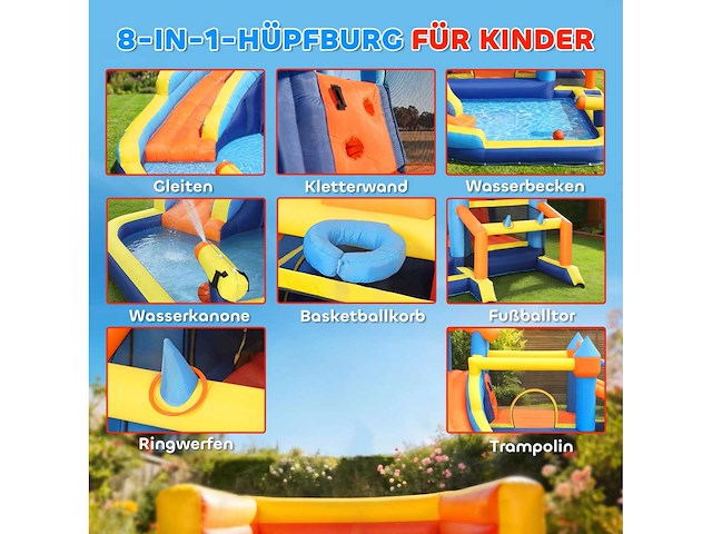 Bouncy water castle - 8 in 1 met 550 w blower - afbeelding 5 van  7