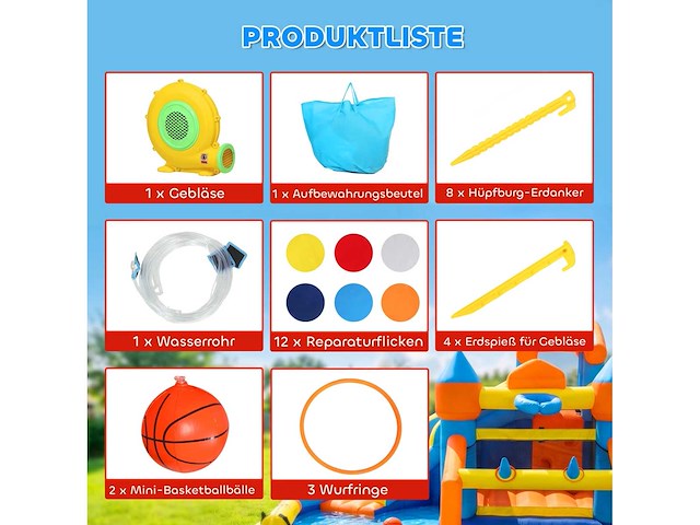 Bouncy water castle - 8 in 1 met 550 w blower - afbeelding 7 van  7