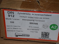 Bouten m8x45 roestvrijstaal inbus ca. 16 doosjes x 100st.