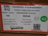Bouten m8x45 roestvrijstaal inbus - afbeelding 1 van  2