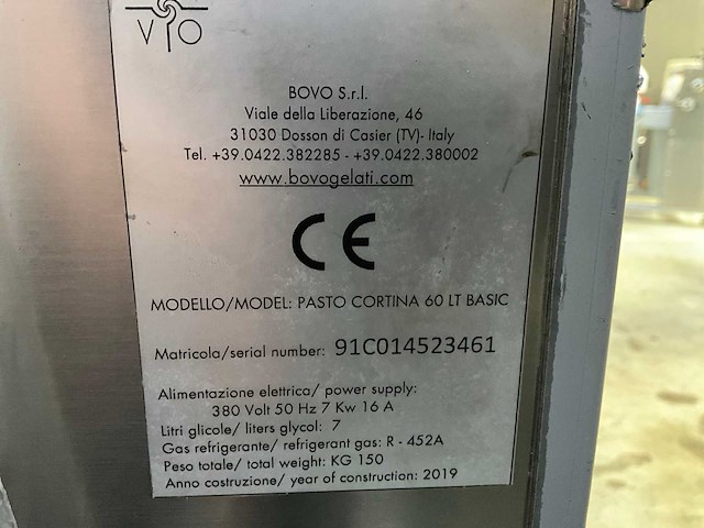 Bovo pasto cortina 60 pasteurisator/ijsmachine - afbeelding 6 van  6