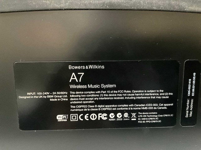 Bowers & wilkins a7 draadloze luidspreker - afbeelding 5 van  6
