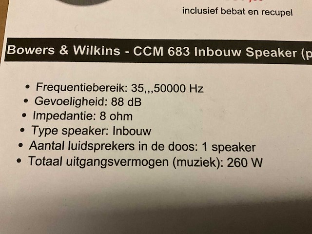Bowers & wilkins ccm683 luidspreker (2x) - afbeelding 2 van  2