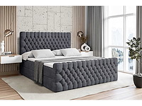 Box spring bed 120x200 - matras - matras topper - borst - fluweel donkergrijs - afbeelding 4 van  11