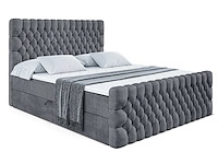 Box spring bed 120x200 - matras - matras topper - borst - fluweel donkergrijs - afbeelding 5 van  11