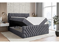 Box spring bed 120x200 - matras - matras topper - borst - fluweel donkergrijs - afbeelding 6 van  11