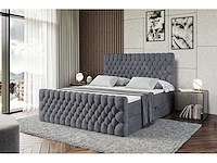 Box spring bed 120x200 - matras - matras topper - borst - fluweel donkergrijs - afbeelding 7 van  11