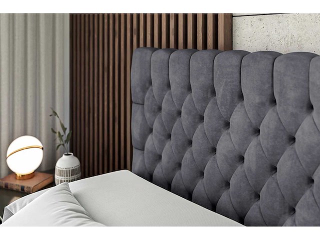 Box spring bed 120x200 - matras - matras topper - borst - fluweel donkergrijs - afbeelding 8 van  11