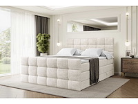 Box spring bed 140x200 - matras - matras topper - borst - beige fluweel - afbeelding 7 van  10