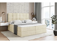 Box spring bed 140x200 - matras - matras topper - borst - beige fluweel - afbeelding 2 van  8