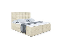 Box spring bed 140x200 - matras - matras topper - borst - beige fluweel - afbeelding 3 van  8