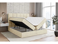 Box spring bed 140x200 - matras - matras topper - borst - beige fluweel - afbeelding 4 van  8