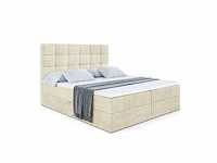 Box spring bed 140x200 - matras - matras topper - borst - beige fluweel - afbeelding 3 van  8