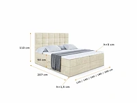 Box spring bed 140x200 - matras - matras topper - borst - beige fluweel - afbeelding 6 van  8