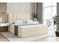 Box spring bed 140x200 - matras - matras topper - borst - beige fluweel - afbeelding 8 van  8