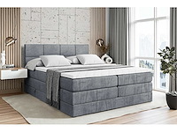 Box spring bed 140x200 - matras - matras topper - borst - grijs fluweel - afbeelding 2 van  11
