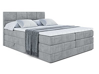 Box spring bed 140x200 - matras - matras topper - borst - grijs fluweel - afbeelding 3 van  11