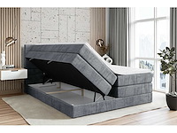 Box spring bed 140x200 - matras - matras topper - borst - grijs fluweel - afbeelding 4 van  11