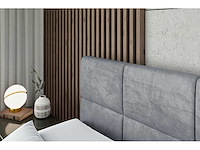 Box spring bed 140x200 - matras - matras topper - borst - grijs fluweel - afbeelding 9 van  11