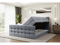 Box spring bed 140x200 - matras - matras topper - borst - grijs fluweel - afbeelding 4 van  9