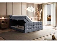 Box spring bed 140x200 - matras - matras topper - borst - grijs fluweel - afbeelding 6 van  9