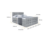 Box spring bed 140x200 - matras - matras topper - borst - grijs fluweel - afbeelding 7 van  9