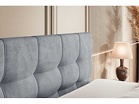 Box spring bed 140x200 - matras - matras topper - borst - grijs fluweel - afbeelding 9 van  9