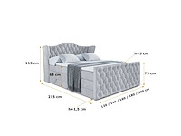 Box spring bed 140x200 - matras - matras topper - borst - lichtgrijs fluweel - afbeelding 2 van  3