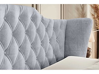 Box spring bed 140x200 - matras - matras topper - borst - lichtgrijs fluweel - afbeelding 3 van  3