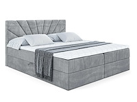 Box spring bed 140x200 cm - borst - matras - matras topper - grijs fluweel - afbeelding 3 van  7