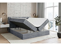 Box spring bed 140x200 cm - borst - matras - matras topper - grijs fluweel - afbeelding 4 van  7