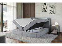 Box spring bed 140x200 cm - borst - matras - matras topper - grijs fluweel - afbeelding 5 van  7