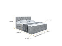 Box spring bed 140x200 cm - borst - matras - matras topper - grijs fluweel - afbeelding 6 van  7