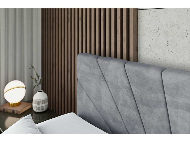 Box spring bed 140x200 cm - borst - matras - matras topper - grijs fluweel - afbeelding 7 van  7