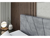 Box spring bed 140x200 cm - borst - matras - matras topper - grijs fluweel - afbeelding 7 van  7