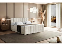 Box spring bed 160x200 - matras - borst - beige fluweel - afbeelding 15 van  16