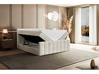 Box spring bed 160x200 - matras - borst - beige fluweel - afbeelding 10 van  12