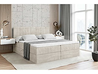 Box spring bed 160x200 - matras - matras topper - borst - beige fluweel - afbeelding 4 van  11