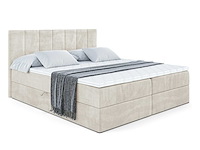 Box spring bed 160x200 - matras - matras topper - borst - beige fluweel - afbeelding 5 van  11