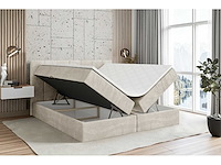 Box spring bed 160x200 - matras - matras topper - borst - beige fluweel - afbeelding 6 van  11