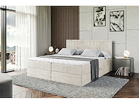 Box spring bed 160x200 - matras - matras topper - borst - beige fluweel - afbeelding 7 van  11