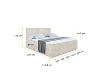 Box spring bed 160x200 - matras - matras topper - borst - beige fluweel - afbeelding 9 van  11