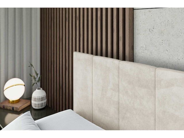 Box spring bed 160x200 - matras - matras topper - borst - beige fluweel - afbeelding 11 van  11