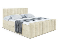 Box spring bed 160x200 - matras - matras topper - borst - beige fluweel - afbeelding 3 van  13