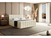 Box spring bed 160x200 - matras - matras topper - borst - beige fluweel - afbeelding 5 van  13