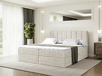 Box spring bed 160x200 - matras - matras topper - borst - beige fluweel - afbeelding 1 van  9