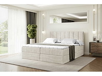 Box spring bed 160x200 - matras - matras topper - borst - beige fluweel - afbeelding 2 van  9