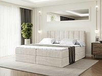 Box spring bed 160x200 - matras - matras topper - borst - beige fluweel - afbeelding 1 van  11