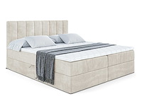Box spring bed 160x200 - matras - matras topper - borst - beige fluweel - afbeelding 2 van  11